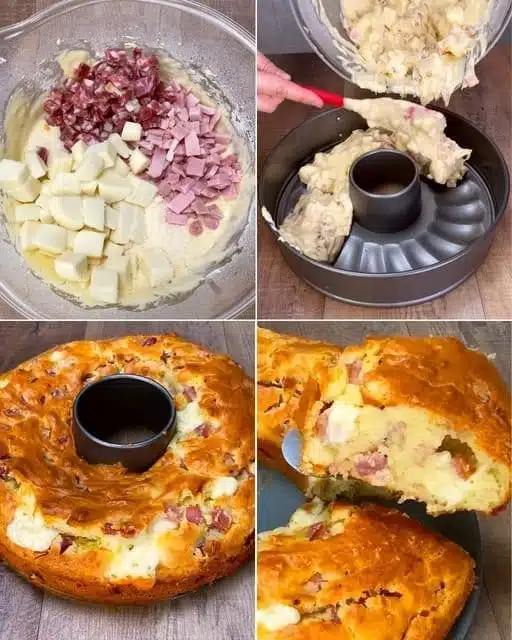 Gâteau salé au jambon et fromage