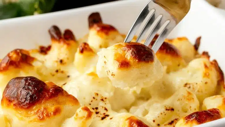 Gratin de chou-fleur au fromage de chèvre et au bacon