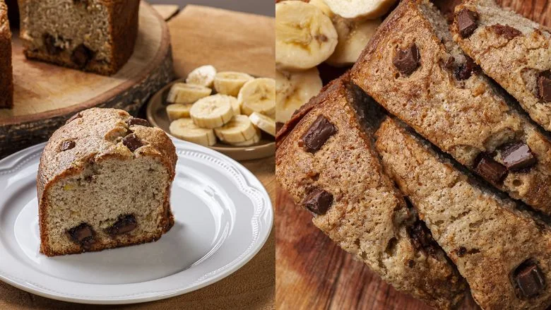 Cake à la banane avec des morceaux de chocolat