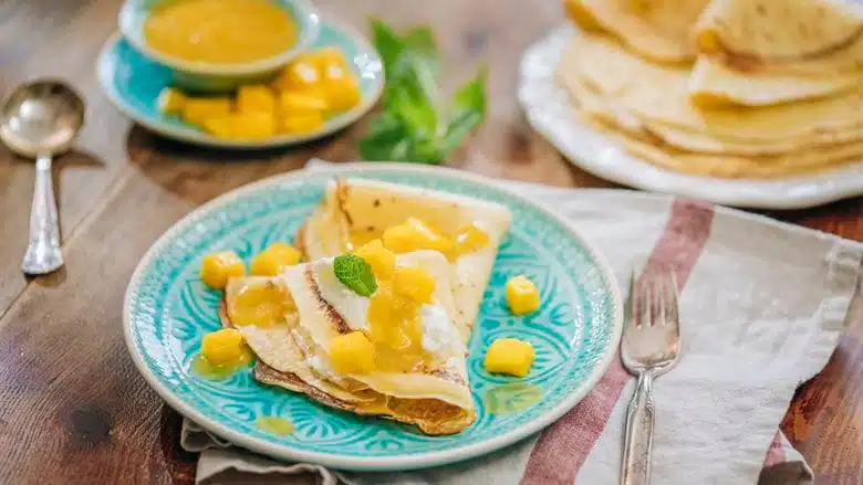 Crêpes à la purée de mangue