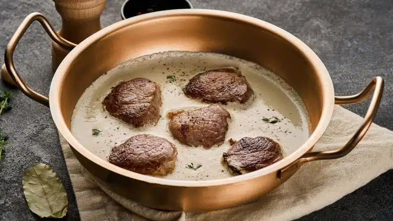 Médaillons de porc dans une sauce moutarde aux pommes