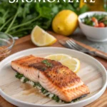 Découvrez la saumonette cuisson poêle, dorée au beurre et citron, servie chaude avec du persil frais pour un plat simple et savoureux.