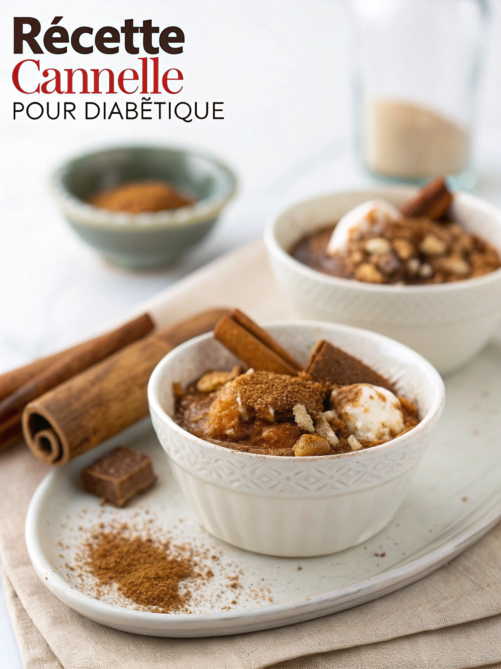 Recette cannelle pour diabétique facile et sans sucre, à base de compote de pommes, moelleuse et parfumée, parfaite tiède au goûter avec une infusion