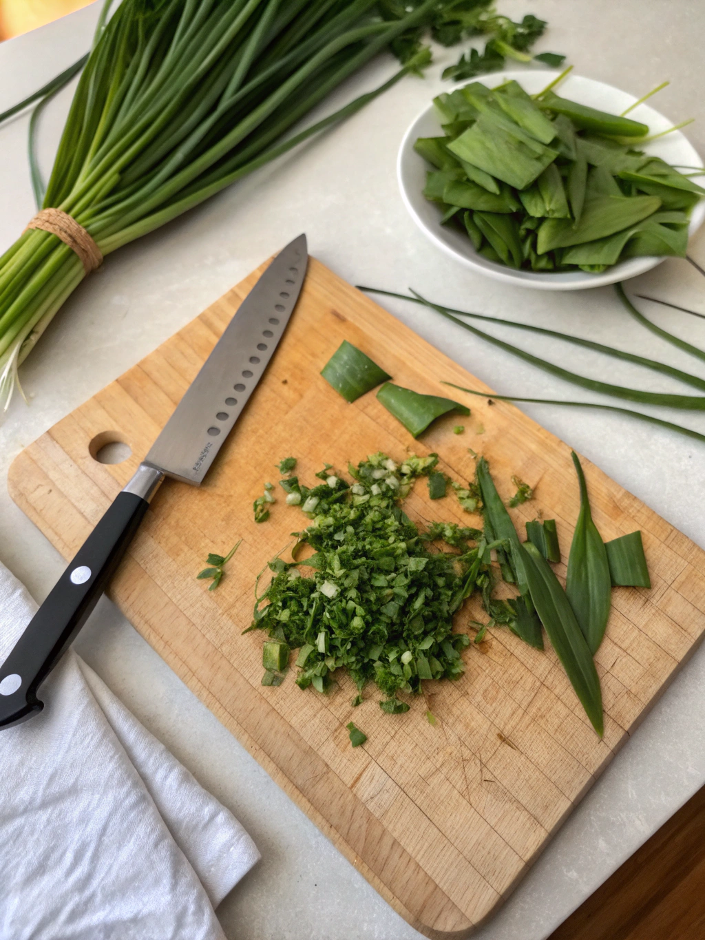 Étapes de préparation du pesto aux feuilles d'ail des ours