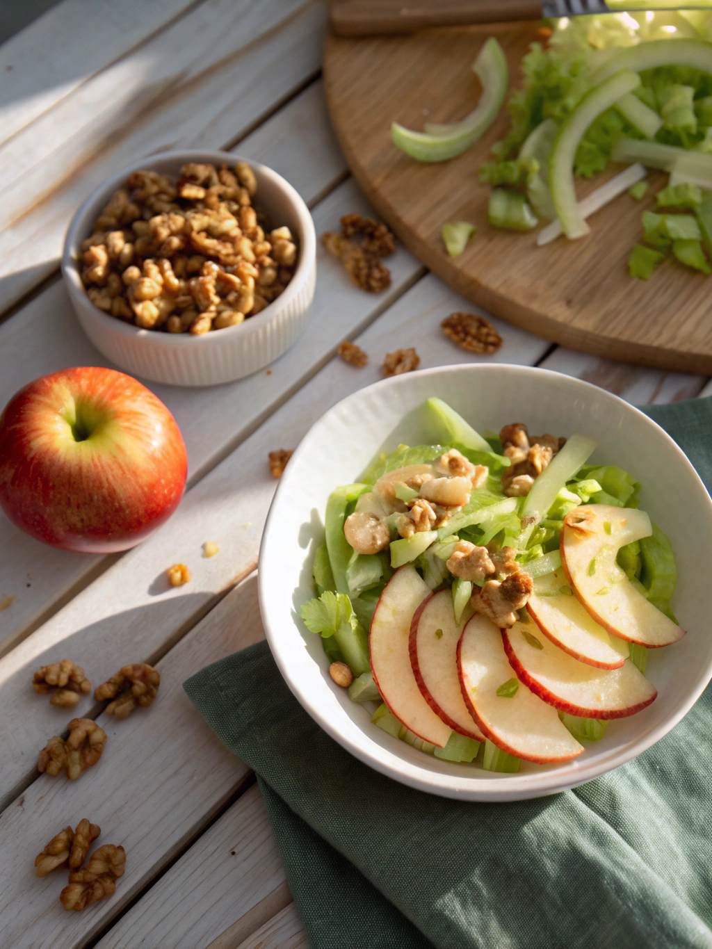 Présentation élégante d'une salade de pommes maison