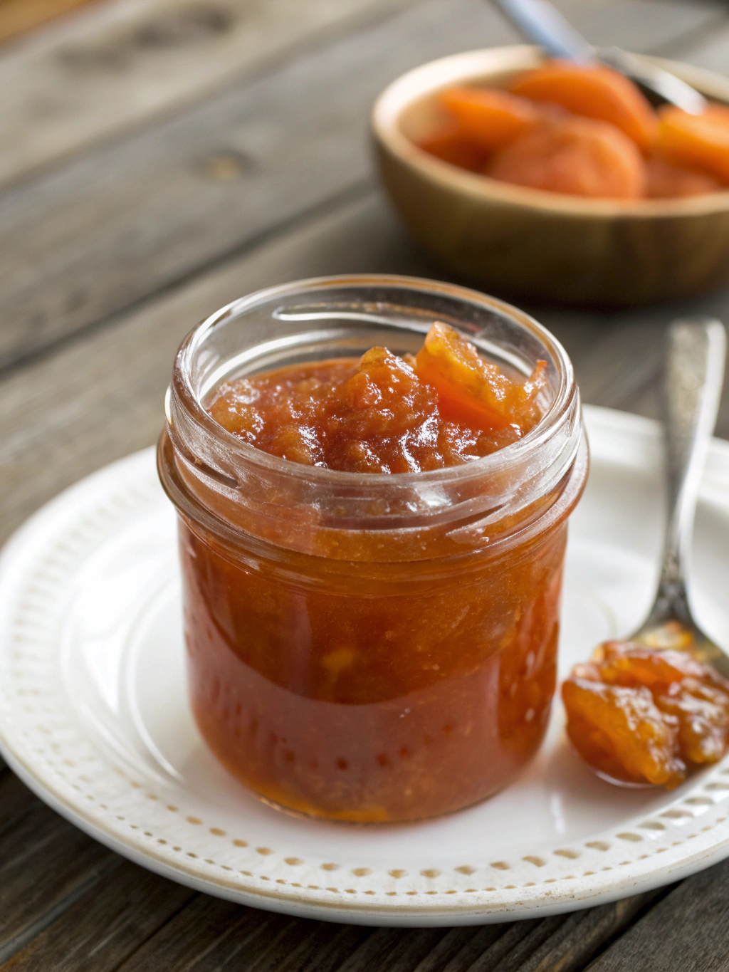 Savourez cette confiture abricot sans sucre préparée avec des abricots bien mûrs et légèrement mixée, idéale servie sur du pain frais au petit-déjeuner.
