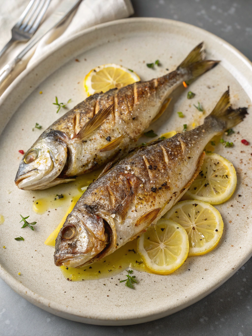Dorade citron four servie avec des légumes de saison