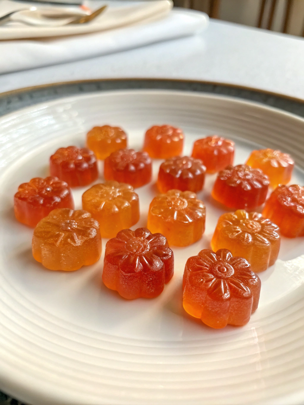 Gummies maison servis avec des fruits frais