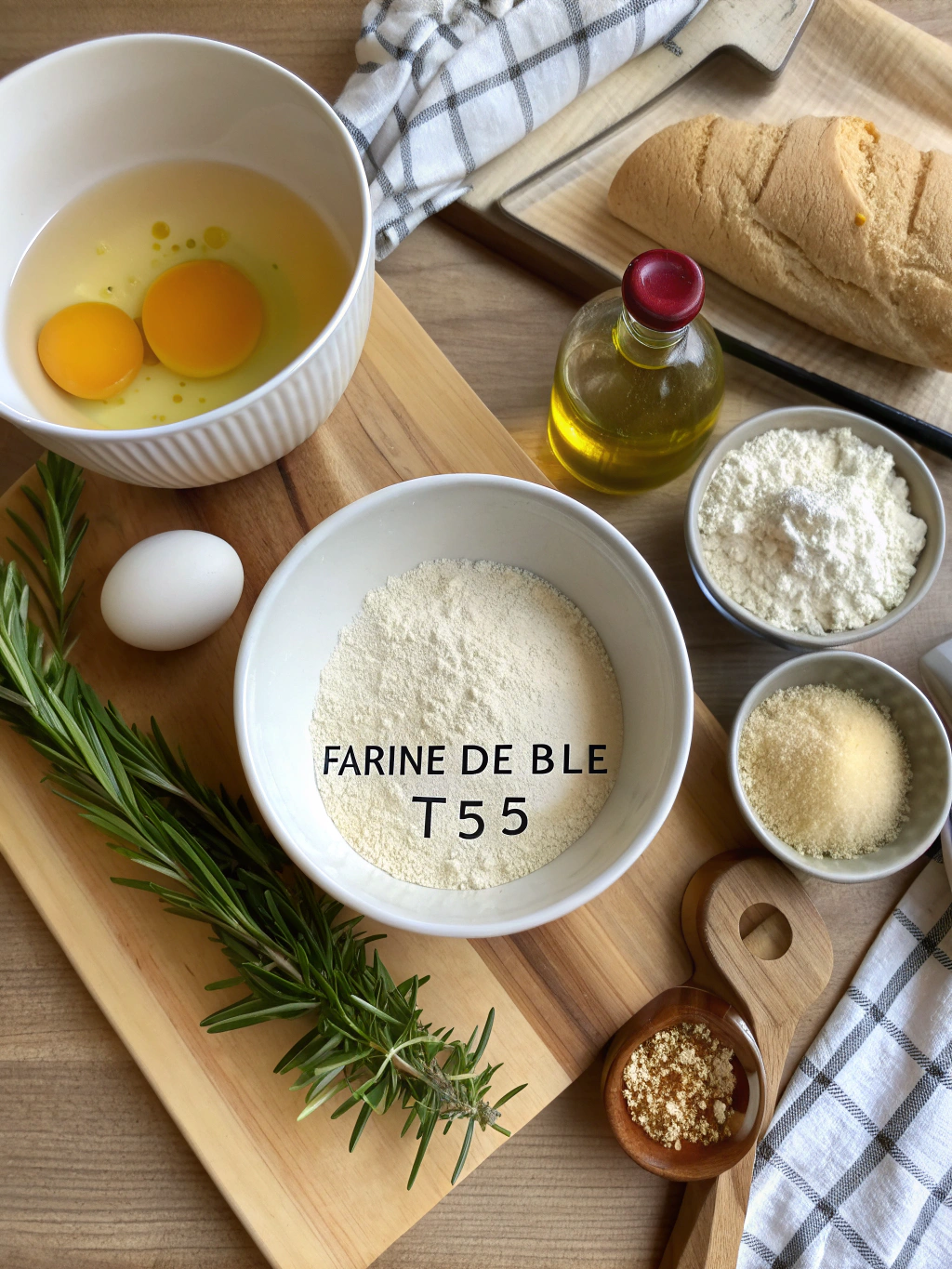 Ingrédients pour préparer une focaccia poêle maison