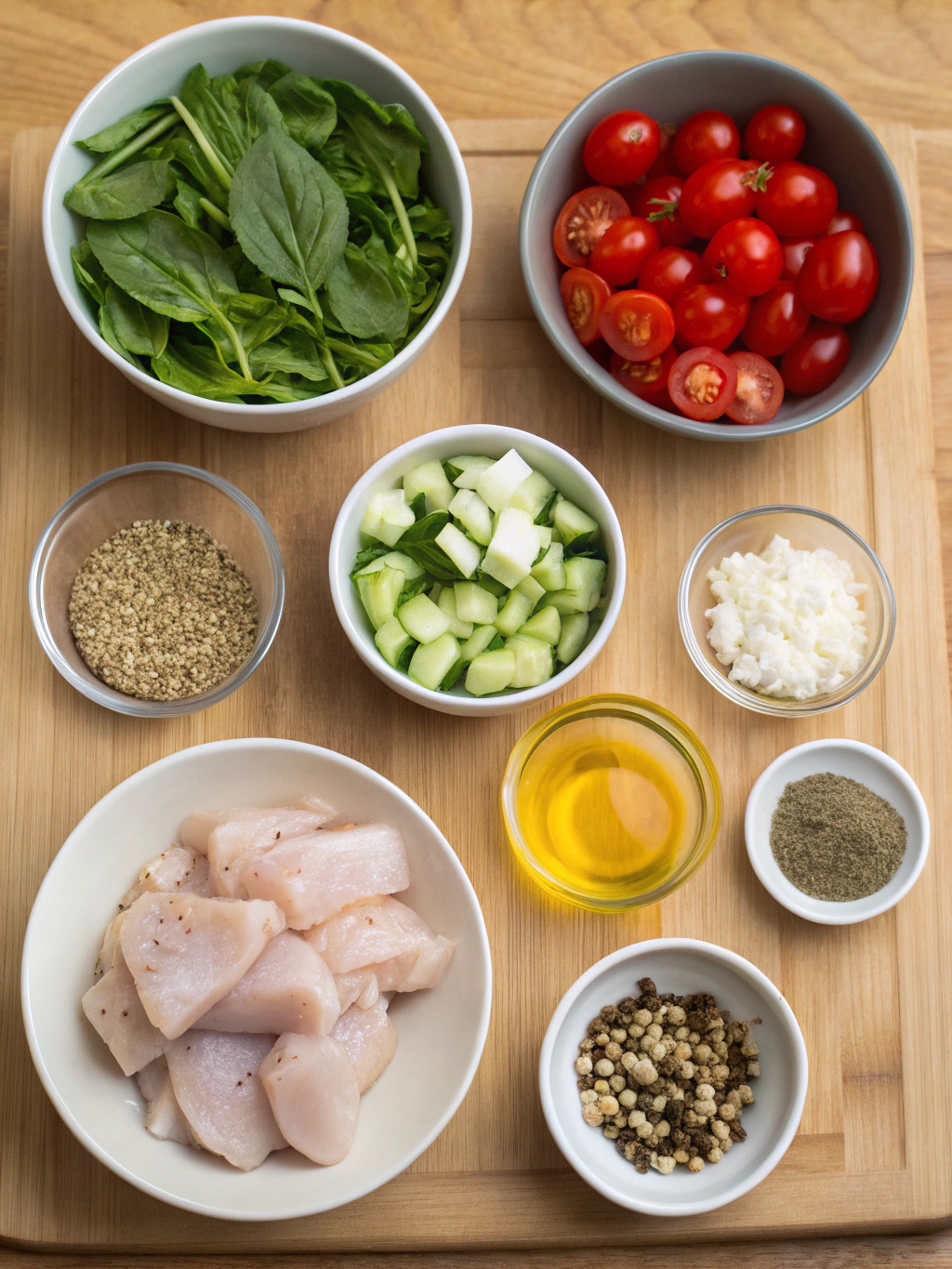 Ingrédients frais pour une salade diabétique équilibrée