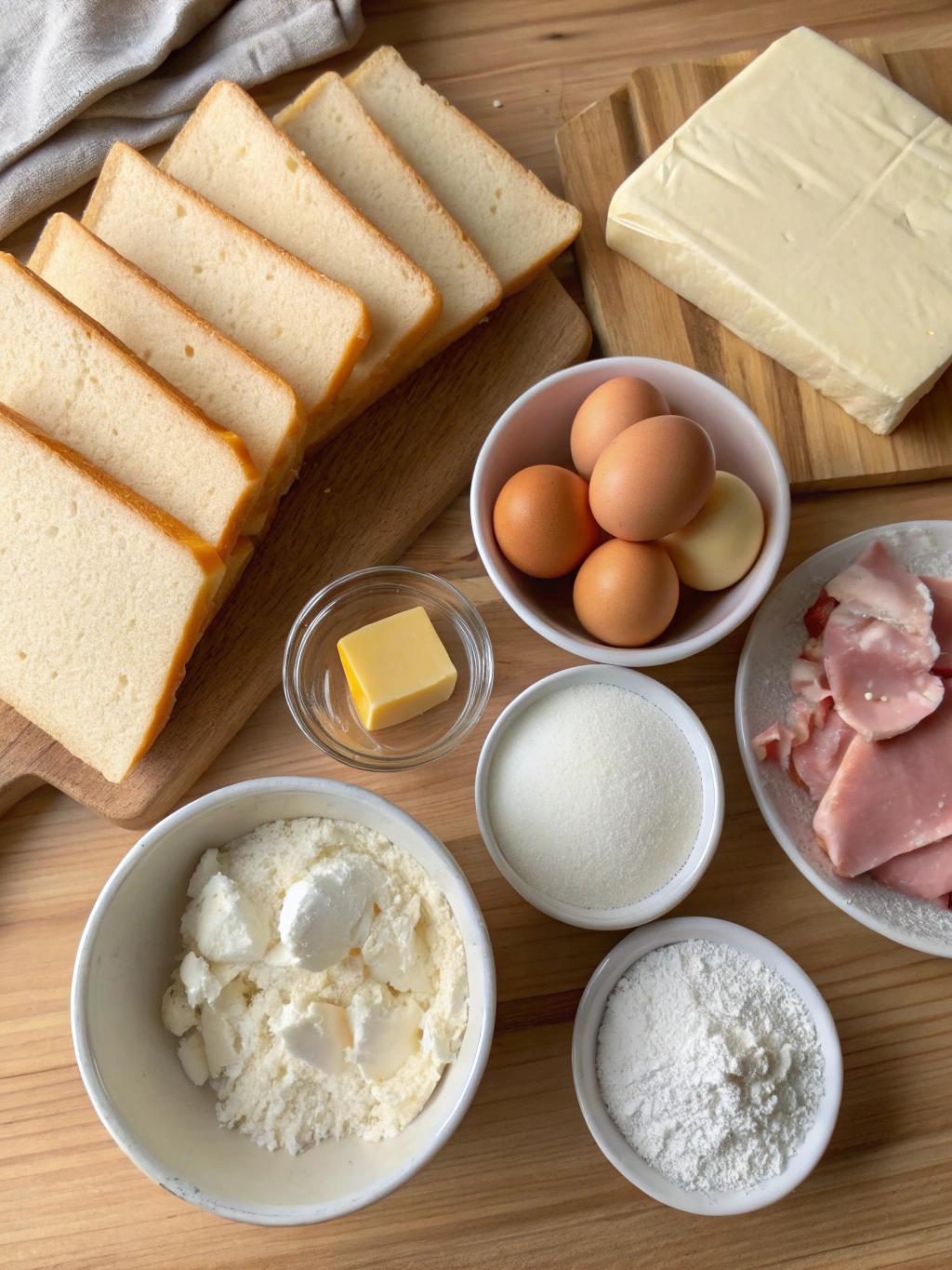 Ingrédients pour préparer un sandwich monte cristo maison