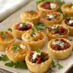 Ces bouchées apéritives chaudes au jambon et fromage fondant, dorées au four dans une pâte feuilletée croustillante, raviront tous vos invités.