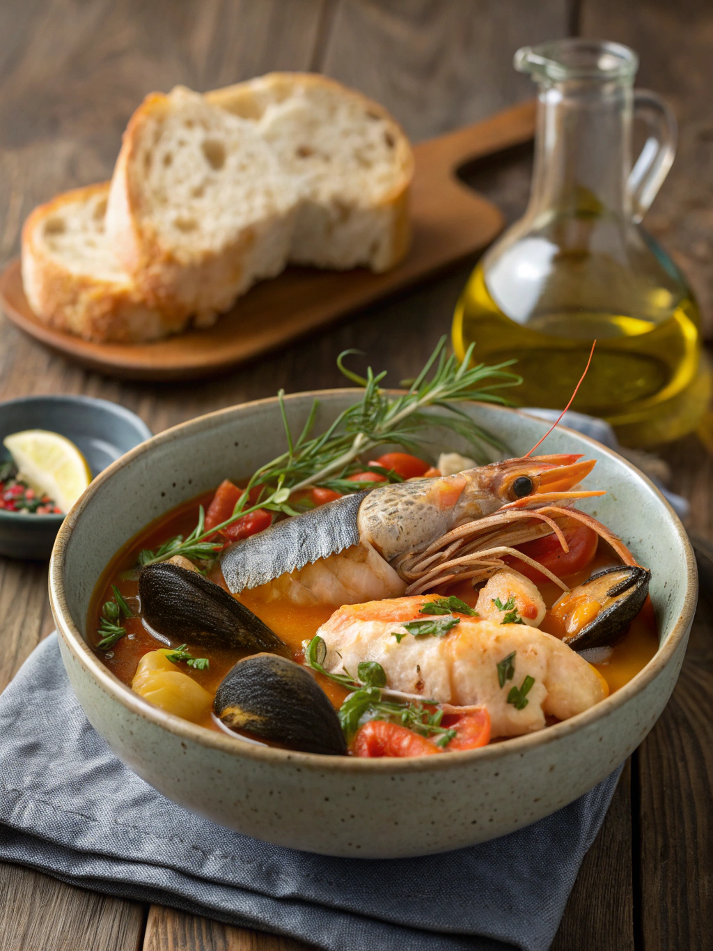 Savourez une authentique bouillabaisse Marseille aux poissons de roche, mijotée au safran et servie avec croûtons et rouille maison