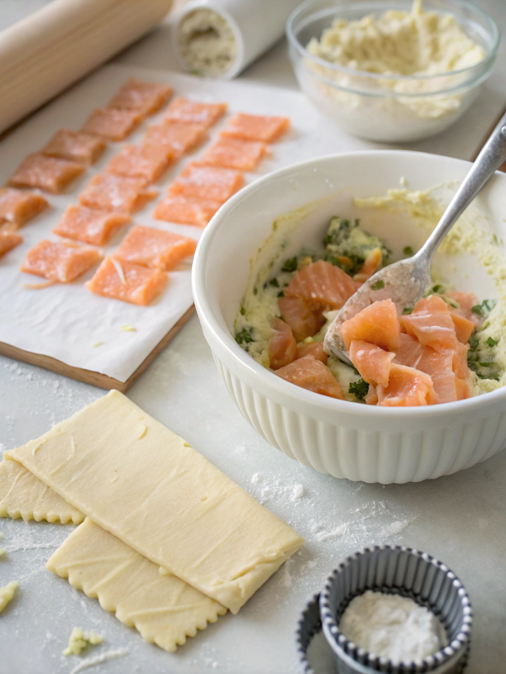 Découpe de la pâte feuilletée pour les bouchées