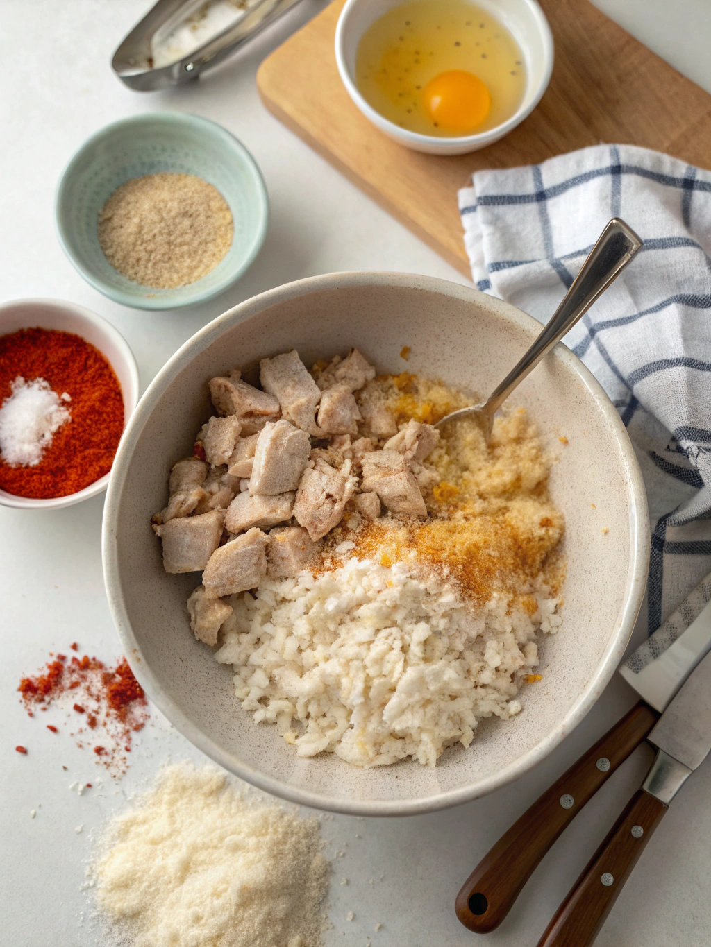 Cuisson des boulettes poulet riz à la poêle