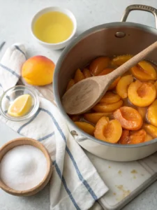 Savourez cette confiture abricot sans sucre préparée avec des abricots bien mûrs et légèrement mixée, idéale servie sur du pain frais au petit-déjeuner.
