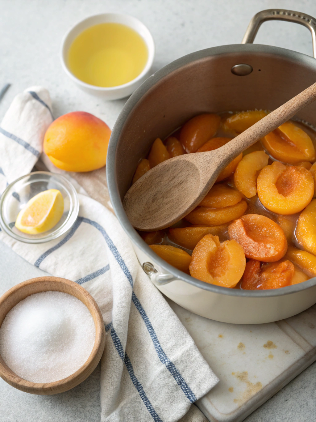 Confiture abricot sans sucre en cours de cuisson