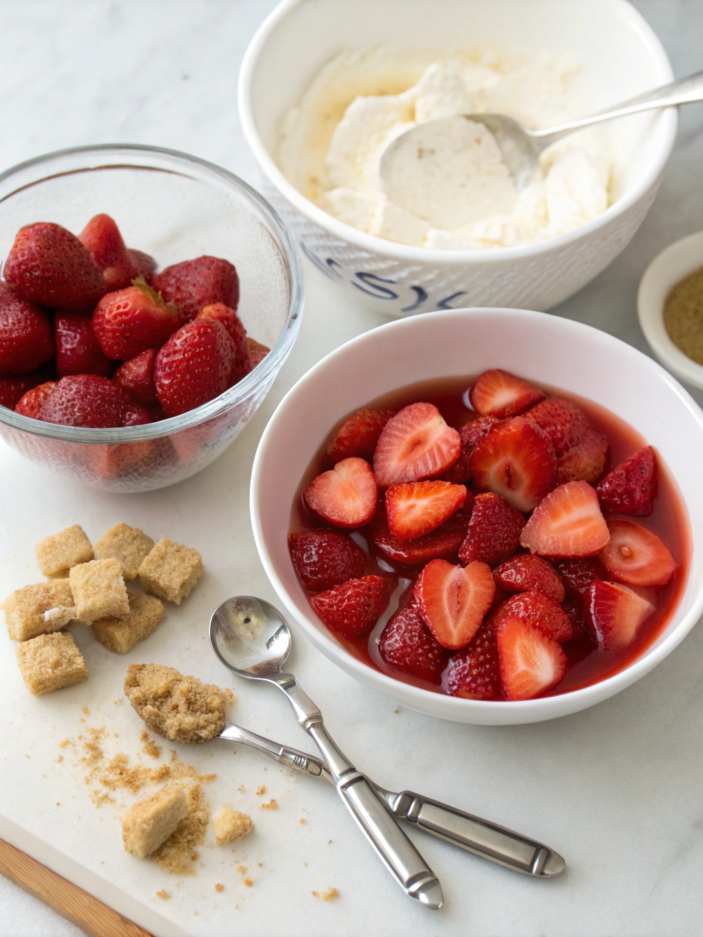 Montage des couches pour un dessert léger aux fraises