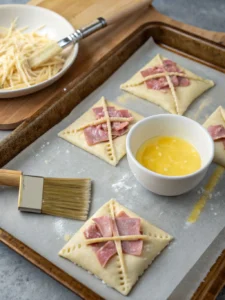 Découvrez notre feuilleté jambon fromage à l’emmental râpé, gratiné au four pour un résultat croustillant et fondant à souhait.