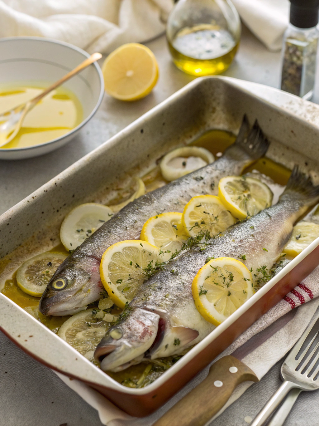 Truite assaisonnée prête à enfourner pour une cuisson parfaite
