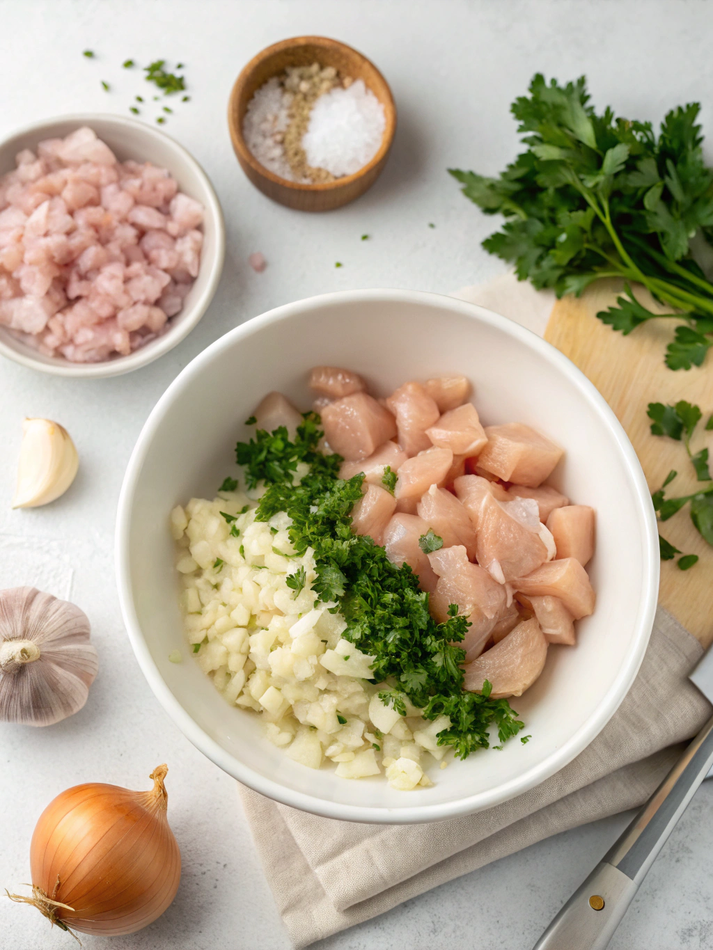 Préparation des boulettes poulet riz étape par étape
