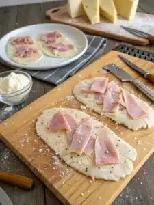 Un cordon bleu four croustillant au poulet et fromage fondant, doré au four et servi bien chaud pour un dîner gourmand et facile à préparer.