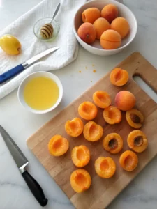 Un dessert abricot sans cuisson gourmand avec une compotée d’abricots et une mousse légère au fromage blanc, servi bien frais en verrine.