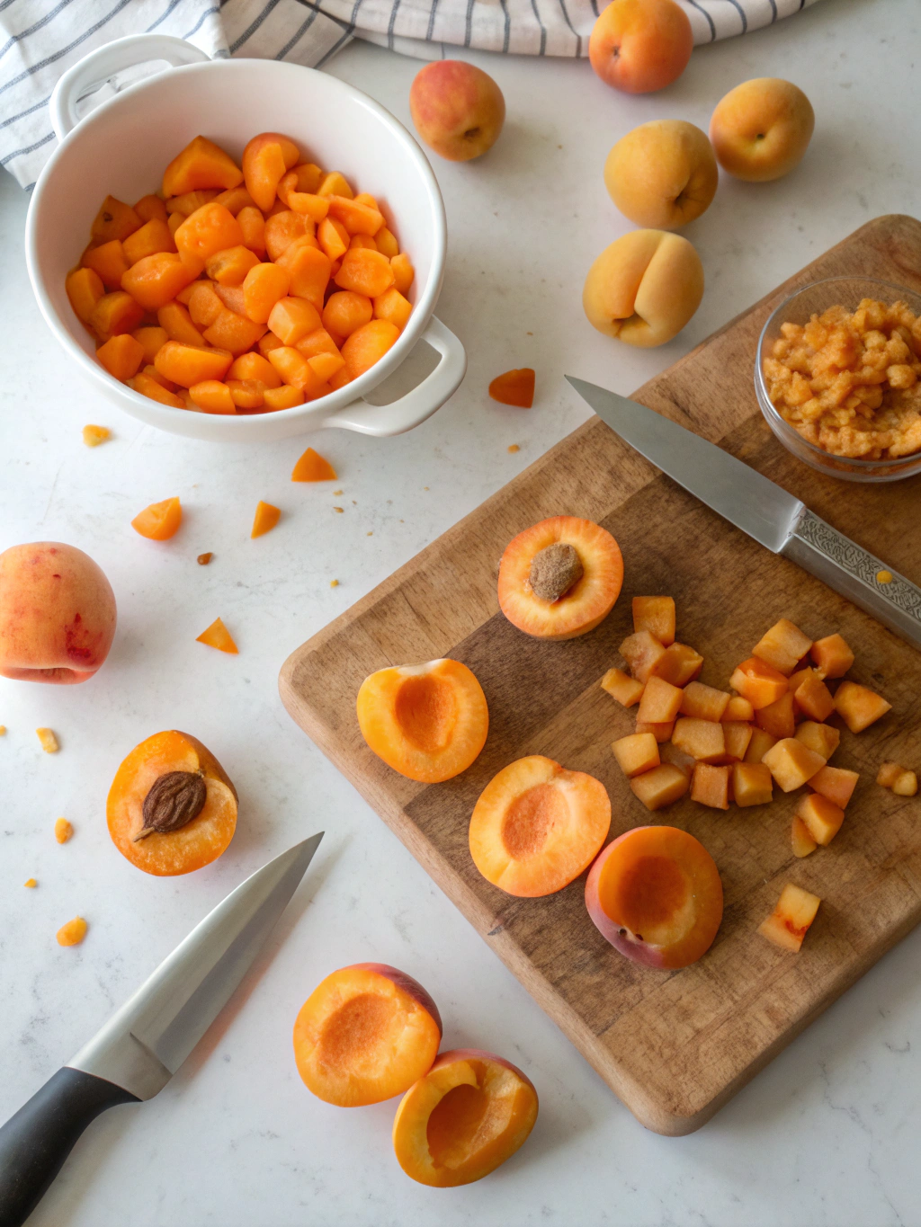 Étape de mixage des abricots pour une mousse onctueuse