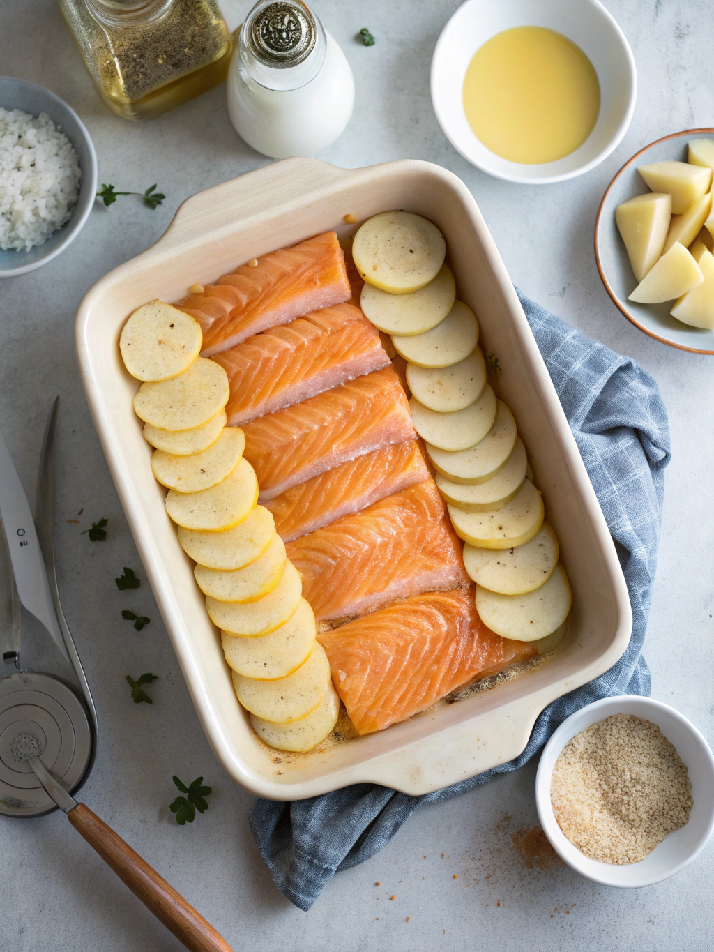 Préparation de la sauce pour truite fumée au four