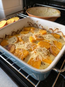Savourez cette butternut tartiflette gratinée au four, où la courge fondante et le reblochon créent un plat réconfortant et généreux.