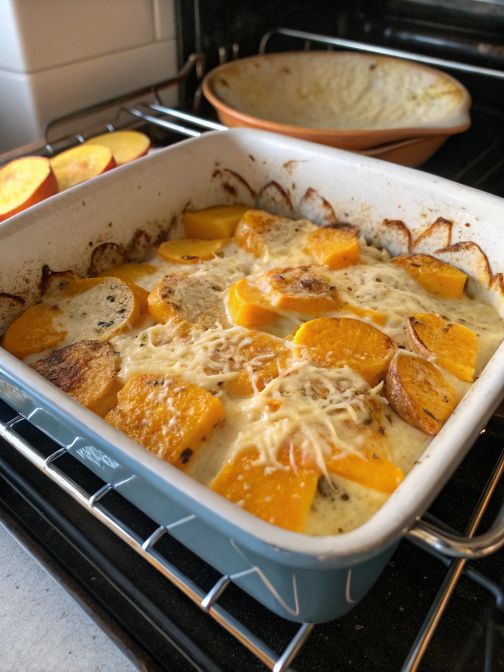 Savourez cette butternut tartiflette gratinée au four, où la courge fondante et le reblochon créent un plat réconfortant et généreux.