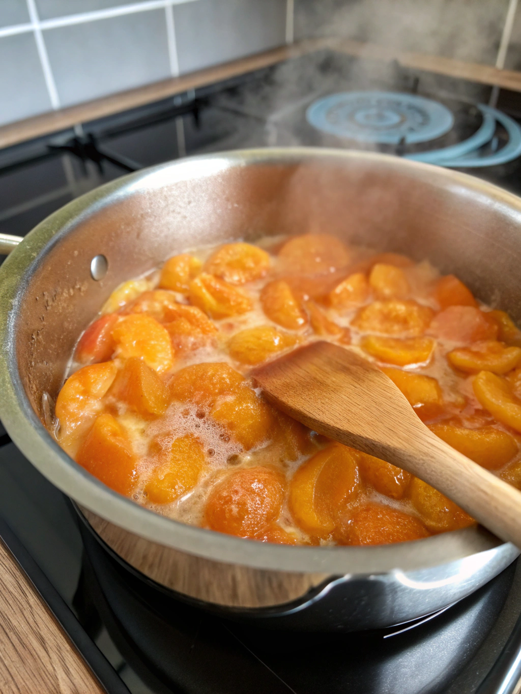 Confiture d'abricot maison dans des pots stérilisés