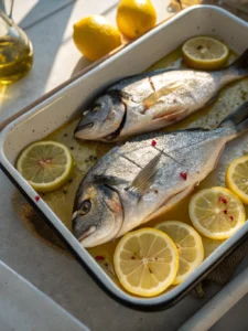 Découvrez cette recette facile de dorade citron four, un plat savoureux où la dorade est rôtie avec citron, ail et herbes pour un repas plein de fraîcheur.