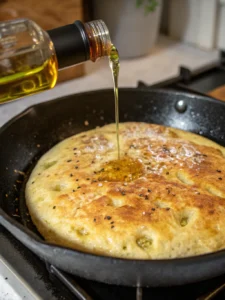 Découvrez une délicieuse focaccia poêle au romarin, croustillante et moelleuse, cuite à la poêle et parfaite à partager pour l'apéritif ou en accompagnement.