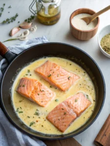 Découvrez cette recette saumonette à la poêle mijotée dans une sauce crémeuse , parfaite avec du riz ou des pommes de terre vapeur.