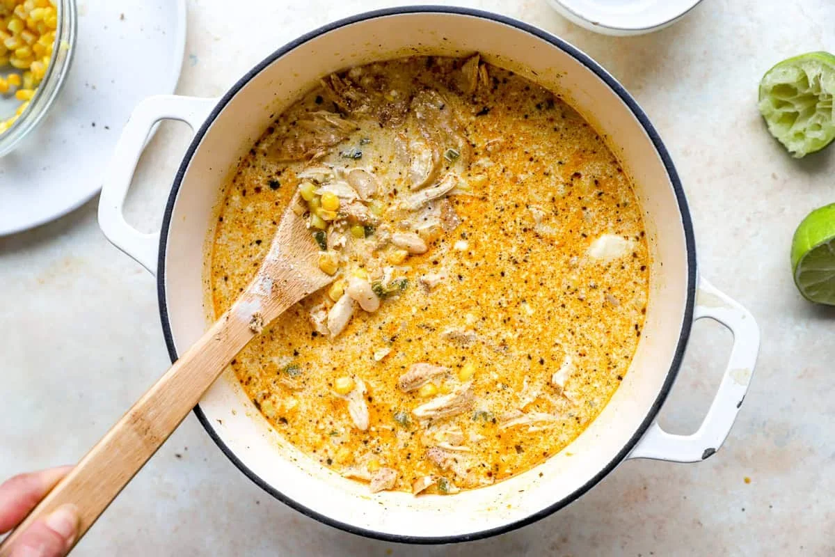 thickening street corn white chicken chili with cornstarch slurry